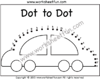Dot to Dot – Car – Letters – a-z – One Worksheet