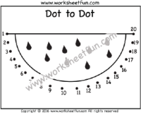 Dot to Dot – Watermelon – Numbers 1-20 – One Worksheet