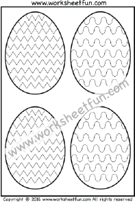Easter Eggs – Tracing – Coloring – Curved and Zig Zag Line Tracing – One Worksheet