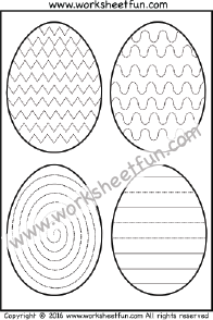 Easter Eggs –  Zig Zag , Curved , Spiral & Straight Line Tracing – One Worksheet