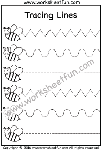 Line Tracing –  Curved , Zig Zag & Straight Line Tracing  – One Worksheet