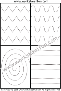 Line Tracing – Zig Zag , Curved , Spiral & Straight Line Tracing – One Worksheet