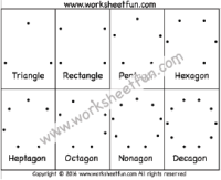 Shapes – Dot to Dot – Polygons – Triangle, Rectangle, Pentagon, Hexagon, Heptagon, Octagon, Nonagon & Decagon – One worksheet