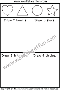 Shapes – Heart, Triangle, Circle & Star – One Worksheet