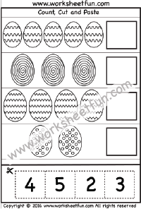 Cut and Paste Activity  – Count, Cut and Paste – 1 Worksheet