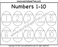 Easter Worksheets – Number Tracing – 1-10 – One Worksheet