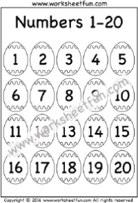 Preschool Number Chart 1 20