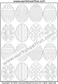 Easter Worksheets – Easter Eggs -Tracing & Coloring – One Worksheet