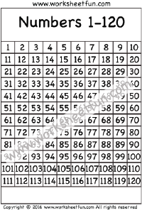 120 Chart – Number Chart 1-120 – One Worksheet