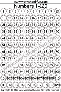 120 Chart – Number Chart 1-120 – One Worksheet