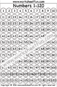 Counting Chart Numbers 1 To 120