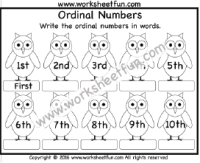 Ordinal Numbers – One Worksheet