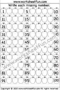 1 To 100 Vertical Chart