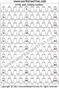 Hundreds Chart Worksheets Missing Numbers