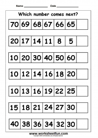 Number Patterns – Number Series  – 1 Worksheet