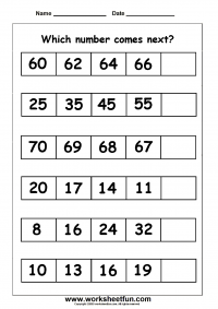 Number Patterns - Number Series  - 1 Worksheet