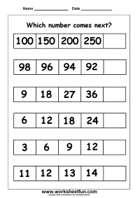 Number Patterns – Number Series  – 1 Worksheet