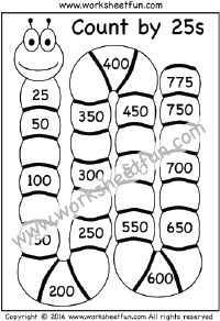 Skip Counting by 25 – Count by 25s – Three Worksheets