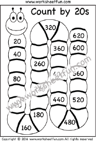 Skip Counting by 20 – Count by 20s – Two Worksheets