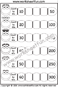 Skip Counting by 10, 20, 30, 40, 50, and 60 – One Worksheet