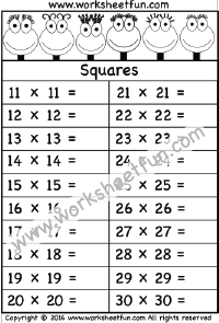 Squares – 11-30 – Worksheet