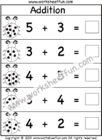 Picture Addition – Beginner Addition – 1 Kindergarten Addition Worksheet