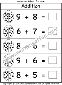 Addition Within 20 – Addition Sums To 20- One Worksheet