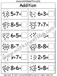 Addition Within 20 – Addition Sums To 20 – One Worksheet