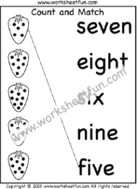 Numbers in Words – Count and Match – One Worksheet