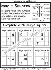 Magic Squares – One Worksheet