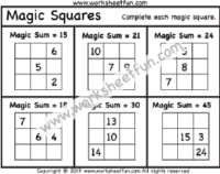 Magic Squares – One Worksheet