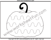 Pumpkin Worksheet -Tracing – Coloring – Curved Line Tracing