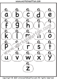 Pumpkin Alphabet Worksheet- Letter Chart – A to Z – Alphabet Chart – Small letters – Lowercase