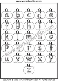 Pumpkin Alphabet Worksheet- Alphabet Coloring – Letter Coloring – One Worksheet