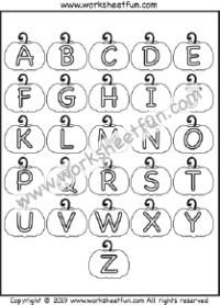 Pumpkin Alphabet Worksheet- Alphabet Coloring – Letter Coloring – One Worksheet – Capital letters – Uppercase