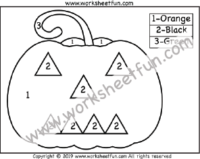 Pumpkin Themed Worksheet – Color by Number – Pumpkin – One Worksheet