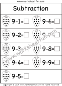 Subtract from 9 – One Worksheet
