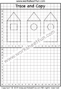 Trace and Draw – Trace and Copy – Triangle, Circle, Square, Rectangle, Hexagon- One Worksheet