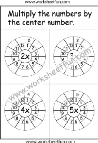 Multiplication Target Circles –  2,3,4,5 Times Table Worksheet