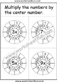Multiplication Target Circles –  3,5,7,9 Times Table Worksheet