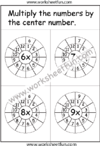Multiplication Target Circles –  6,7,8,9 Times Table Worksheet