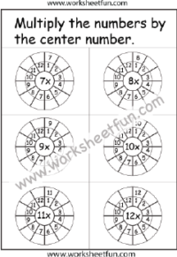 Multiplication Target Circles –  7, 8, 9, 10, 11, 12 Times Table Worksheet
