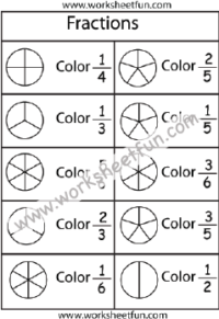 Color the Fraction – Fraction Circles – 1 Worksheet