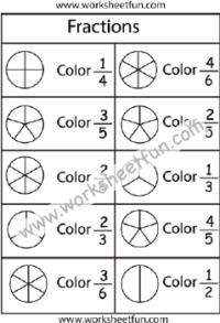 Color the Fraction – Fraction Circles – 1 Worksheet
