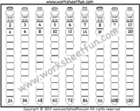Skip Counting by 2, 3, 4, 5, 6, 7,  8, 9 and 10 – Worksheet