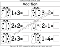 Kindergarten Addition Worksheet – Sums to 5 – One Worksheet