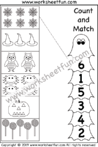 Halloween Themed Worksheet – Count and Match – 1 Worksheet