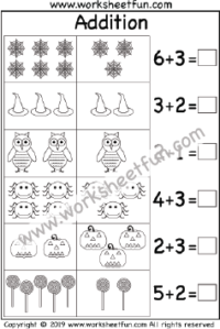Halloween Themed Worksheet – Picture Addition – One Worksheet