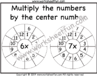 Multiplication Target Circles – 6, 7 Times Table Worksheet