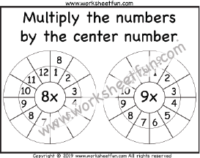 Multiplication Target Circles – 8, 9 Times Table Worksheet